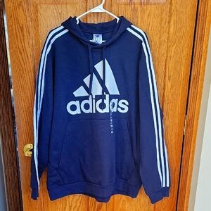Adidas Navy Blue Hoodie with White Stripes